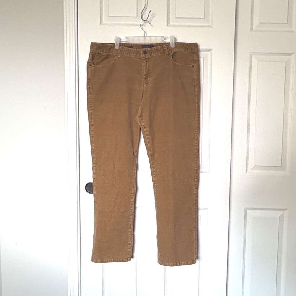 Talbots Heritage Corduroy Pants Womens 18W Camel Tan Straight Leg Mid Rise